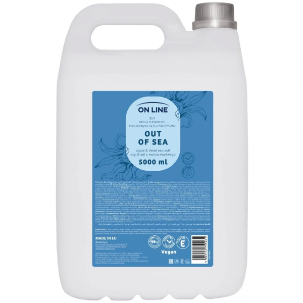ON LINE 2w1 Płyn do kąpieli&Żel pod prysznic Algi&Sól z Morza Martwego 5000 ml