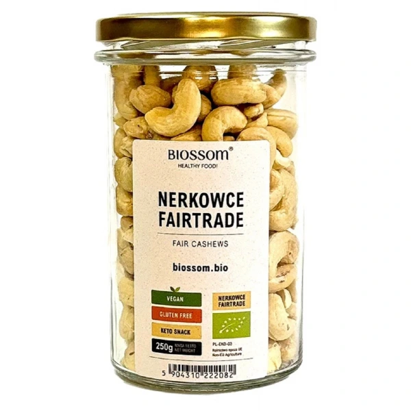 Orzechy nerkowca fair trade bezglutenowe bio 250 g - biossom