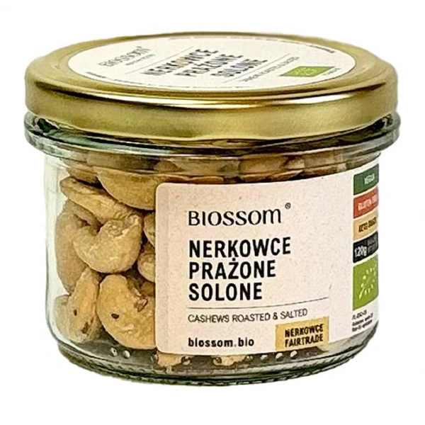 Orzechy nerkowca prażone i solone fair trade bezglutenowe bio 120 g - biossom