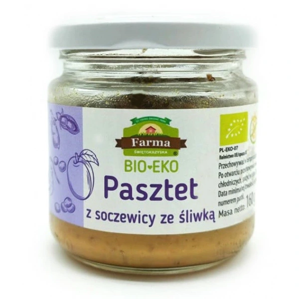 Pasztet z soczewicy ze śliwką bezglutenowy bio 160 g - farma świętokrzyska