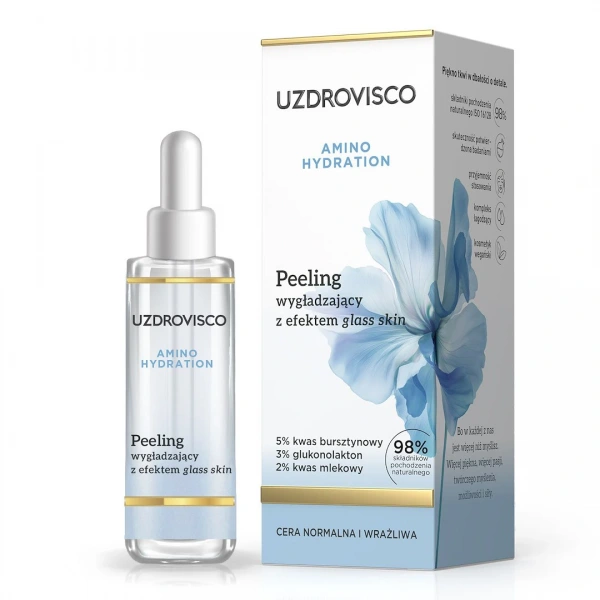 Peeling do twarzy wygładzający z efektem glass skin 30 ml - uzdrovisco (amino hydration)