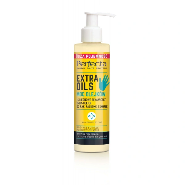 PERFECTA Extra Oils Krem-olejek do rąk, paznokci i skórek - Silikonowe Rękawiczki - butelka 195 ml