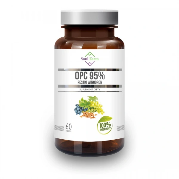 Pestki winogron ekstrakt 95 % opc (450 mg) 60 kapsułek - soul farm
