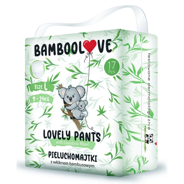 Pieluchomajtki z włóknem bambusowym rozmiar l 9 - 14 kg (17 szt.) - bamboolove