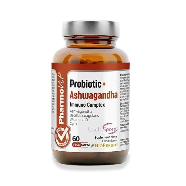 Probiotic + ashwagandha immuno complex bezglutenowe 60 kapsułek - pharmovit