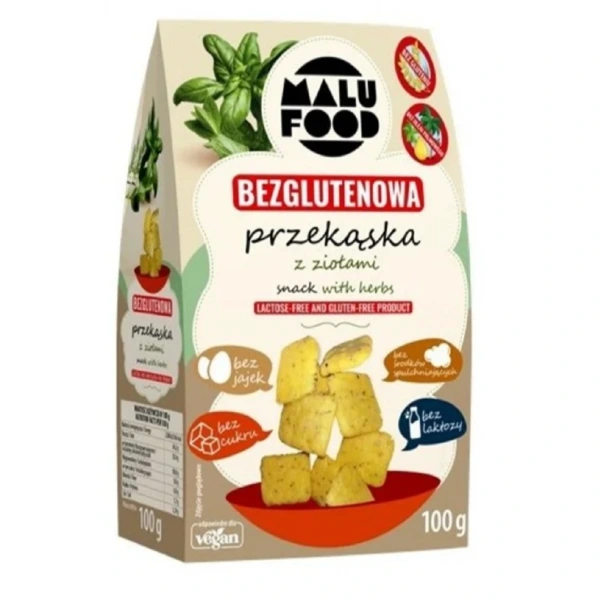 Przekąska z ziołami bez cukru bezglutenowa 100 g - malu food