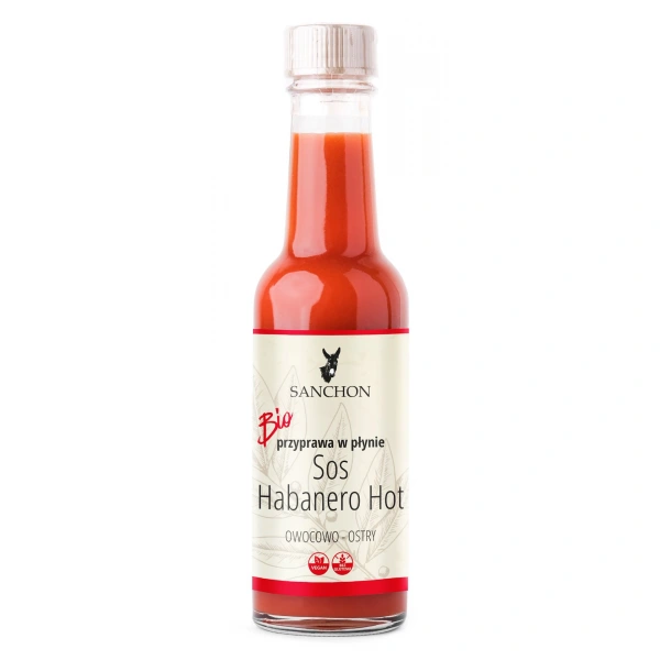 Przyprawa w płynie habanero hot wegańska bezglutenowa bio 140 ml - sanchon
