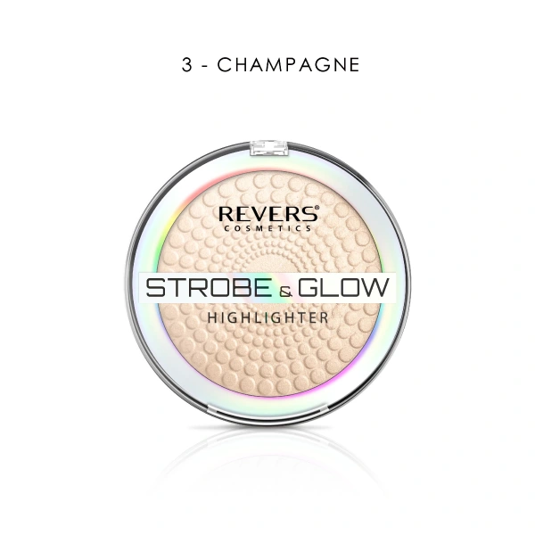 REVERS Puder rozświetlający STROBE & GLOW HIGHLIGHTER  03 Champagne 8 g