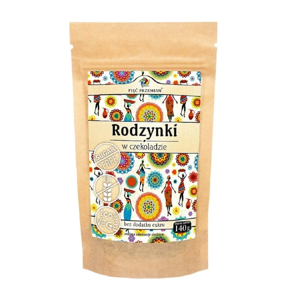 Rodzynki w czekoladzie bez dodatku cukrów bezglutenowe 140 g - pięć przemian