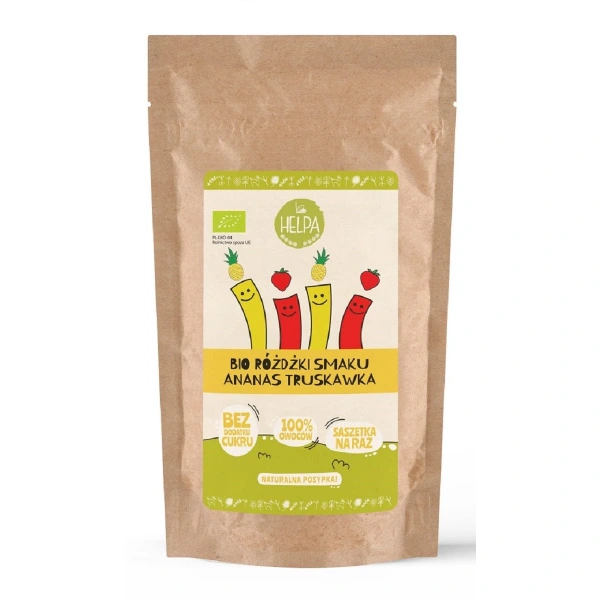 Różdżki smaku mix ananas - truskawka (liofilizowane owoce) bio (10 x 2 g) 20 g - helpa