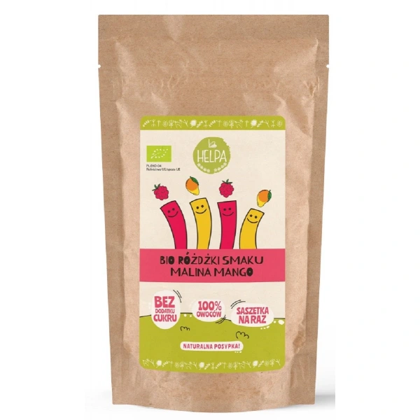 Różdżki smaku mix malina - mango (liofilizowane owoce) bio (10 x 2 g) 20 g - helpa