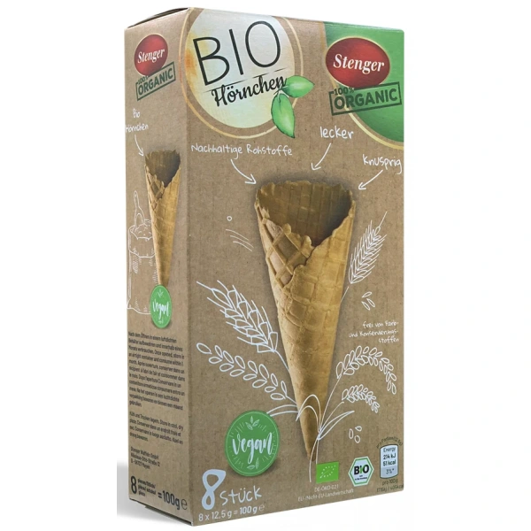 Rożki waflowe do lodów bio (8 x 12,5 g) 100 g - stenger