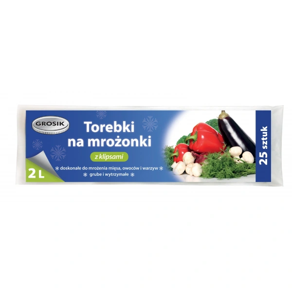 Sarantis Jan Niezbędny Grosik Torebki na mrożonki z klipsem 2L 1op.-25szt