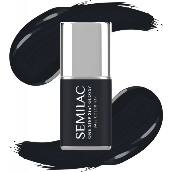 SEMILAC One Step Glossy 3in1 Lakier hybrydowy do paznokci S190 The Black 7 ml