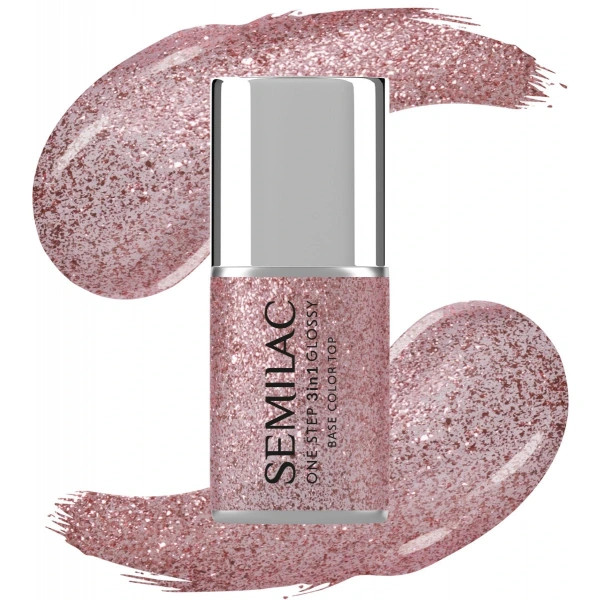 SEMILAC One Step Glossy 3in1 Lakier hybrydowy do paznokci S250 Glitter Pink 7 ml
