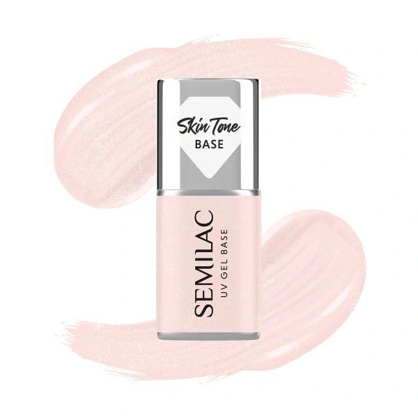 SEMILAC Skin Tone Baza coverowa do lakierów hybrydowych półtransparentna Glitter Rose 7 ml