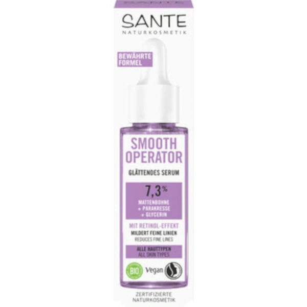 Serum do twarzy wygładzające z efektem retinolu 7,3 % - vigna aconitifolia, parakres i gliceryna eco 30 ml - sante