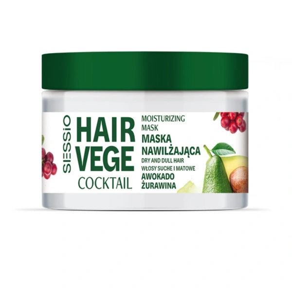SESSIO Hair Vege Cocktail Maska nawilżająca do włosów Awokado & Żurawina 250 ml