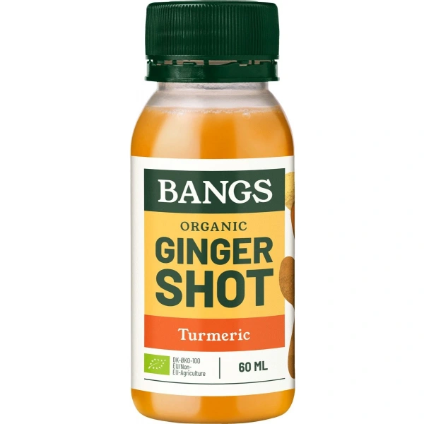 Shot imbirowy z kurkumą bez dodatku cukrów bio 60 ml - bangs