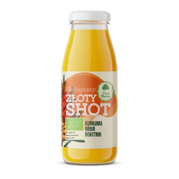 Shot złoty na odporność kurkuma - imbir - rokitnik bio 250 ml - dary natury