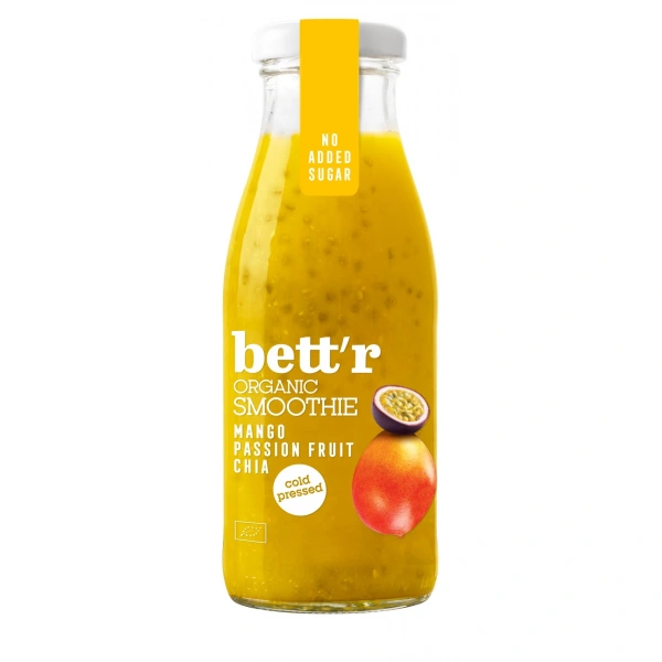 Smoothie mango - marakuja - chia tłoczone na zimno bio 250 ml - bett'r