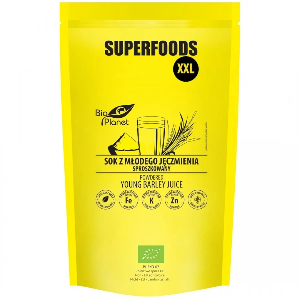 Sok z młodego jęczmienia sproszkowany bio 500 g - bio planet superfoods