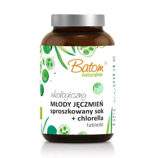 Sok z młodego jęczmienia sproszkowany + chlorella bio 240 tabletek - batom