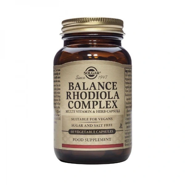 Solgar Balance Rhodiola Complex - Różeniec Górski + Żeń-Szeń syberyjski + Rumianek + Witainy i Minerały (60 kaps.)