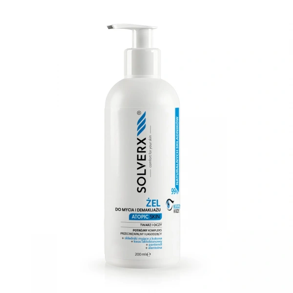 SOLVERX Atopic Skin Żel do mycia twarzy i oczu do cery atopowej  200ml