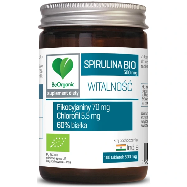 Spirulina bio (500 mg) 100 tabletek - be organic