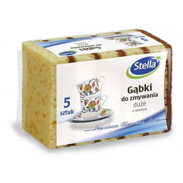 STELLA Gąbki do zmywania z miedzią duże 1op.-5szt.