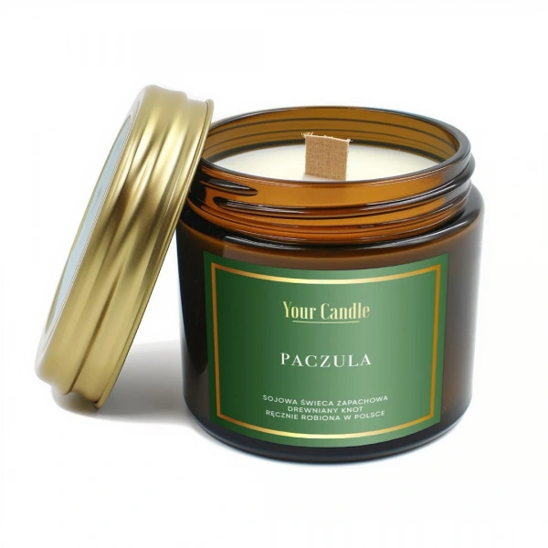 Świeca sojowa zapachowa z drewnianym knotem paczula 120 ml - your candle