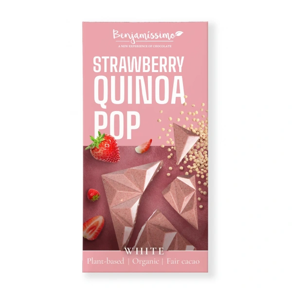 Tabliczka kakaowa truskawka - quinoa bezglutenowa bio 60 g - benjamissimo