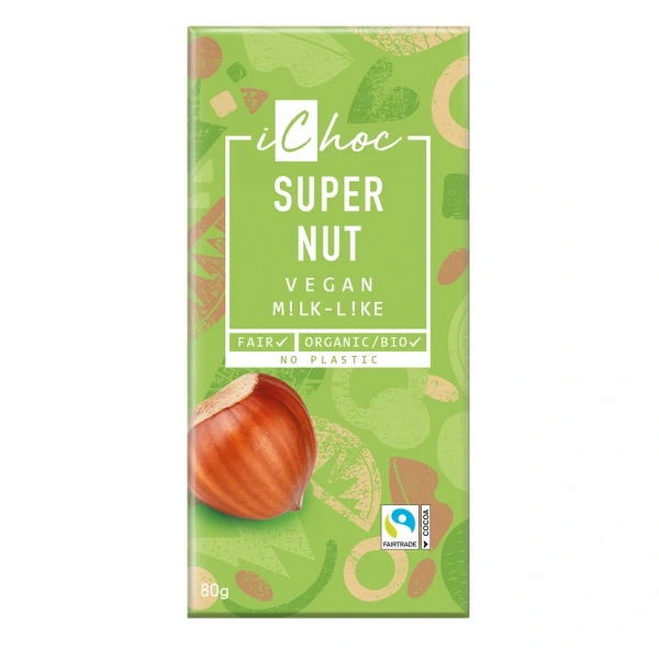 Tabliczka kakaowa z orzechami laskowymi fair trade bio 80 g - ichoc (vivani)