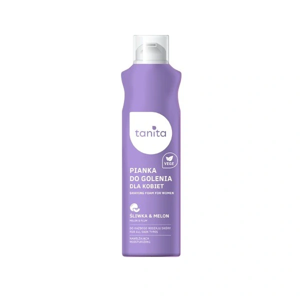 TANITA Vegan Pianka do golenia dla kobiet do każdego rodzaju skóry Śliwka & Melon 200ml