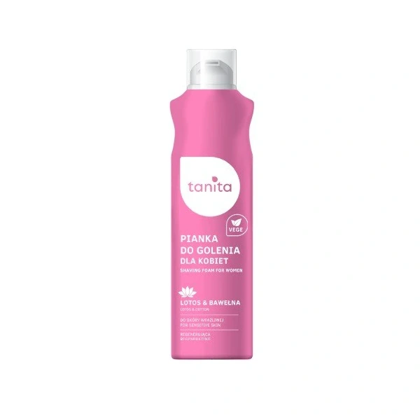 TANITA Vegan Pianka do golenia dla kobiet do skóry wrażliwej Lotos & Bawełna 200ml