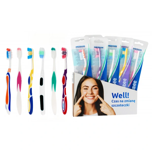 WELLBEE Display Szczoteczki dla dorosłych - mix 15 sztuk