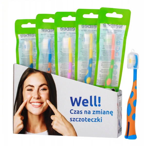 WELLBEE Display Szczoteczki dla dzieci powyżej 3 roku życia - mix 15 sztuk