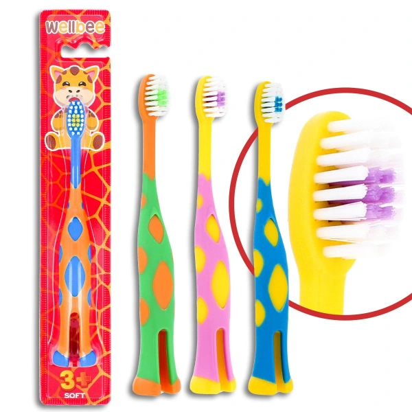 WELLBEE Szczoteczka dla dzieci KIDS(3+) Soft (blister) stojąca - mix kolorów 1szt