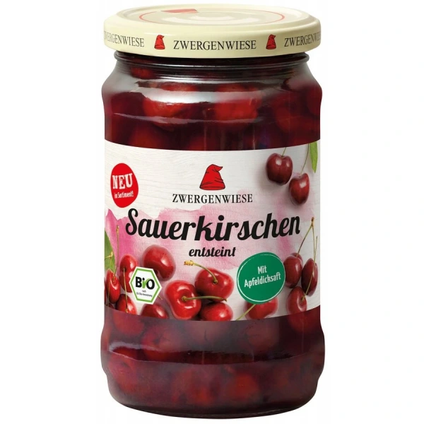 Wiśnie w lekkim syropie bezglutenowe bio 360 g (195 g) (słoik) - zwergenwiese