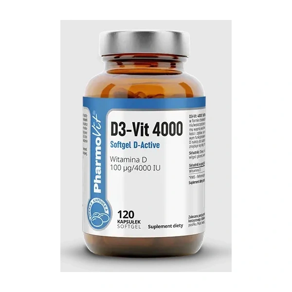 Witamina d3-vit 100 µg (4000 j.m) bezglutenowa 120 kapsułek - pharmovit