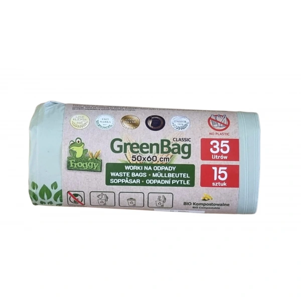 Worki na odpady bio i zmieszane (kompostowalne i biodegradowalne) 35 l 15 szt - froggy
