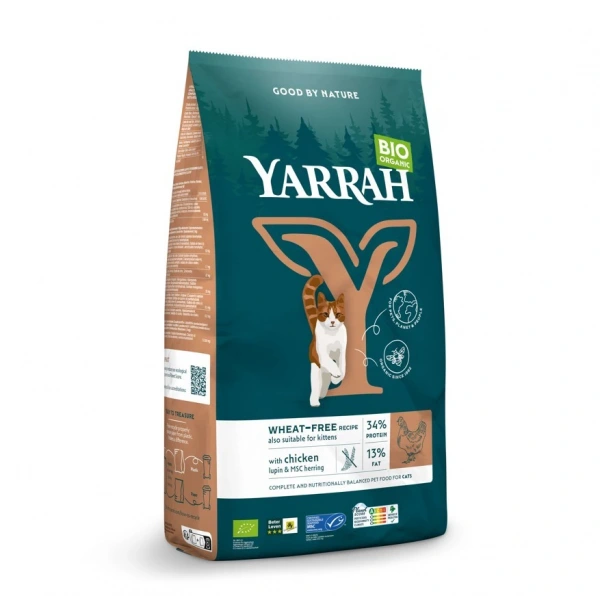 Yarrah (dla kota i kociąt) karma z kurczakiem i groszkiem bio 800 g