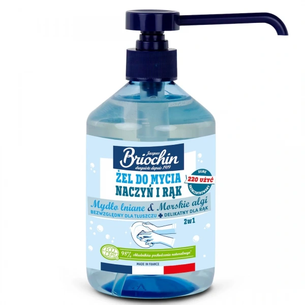 Żel do mycia naczyń i rąk na bazie mydła lnianego i alg morskich eco 500 ml - briochin