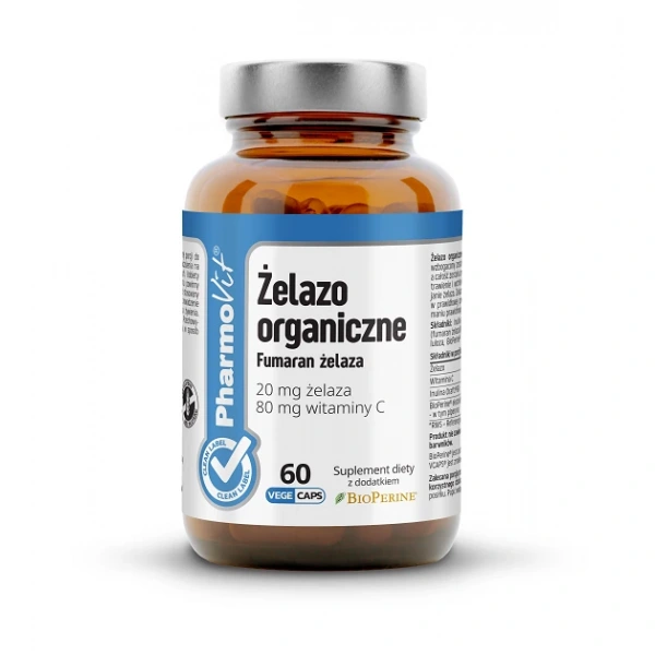 Żelazo (20 mg) bezglutenowe 60 kapsułek - pharmovit
