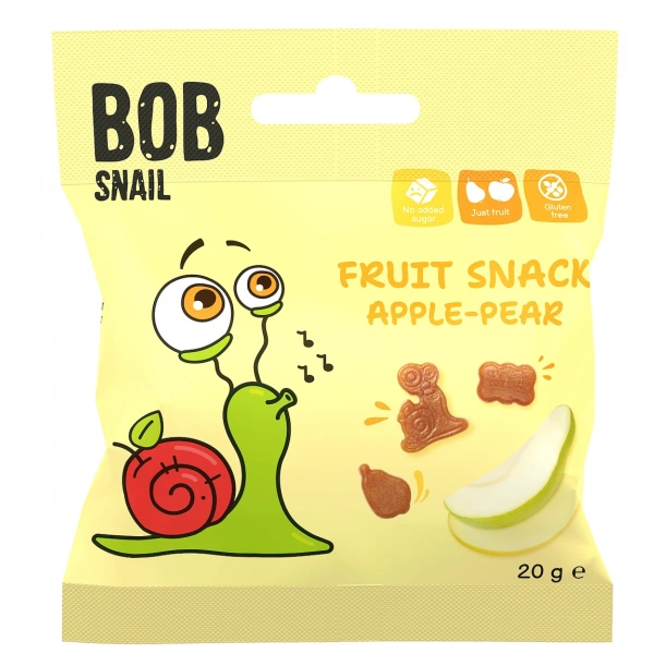 Żelki jabłko - gruszka bez żelatyny bezglutenowe 20 g - bob snail