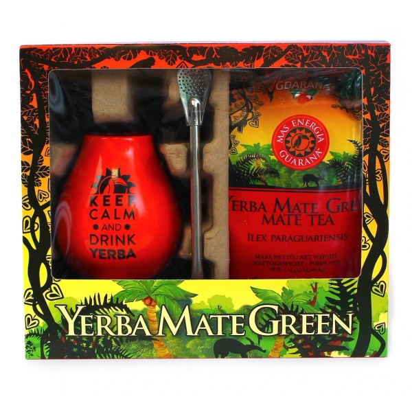 Zestaw exclusive (yerba mate mas energia guarana 400 g, matero, bombilla) - mate green
