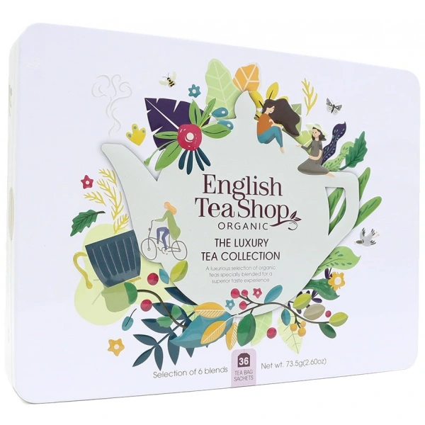 Zestaw herbat i herbatek luksusowych bio w puszce (the luxury - 6 smaków) (36 x 2,04 g) 73,5 g - english tea shop organic