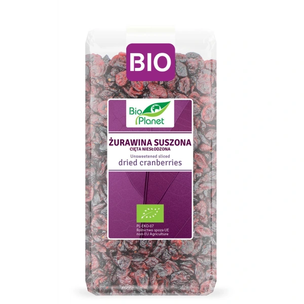 Żurawina suszona cięta niesłodzona bio 400 g - bio planet