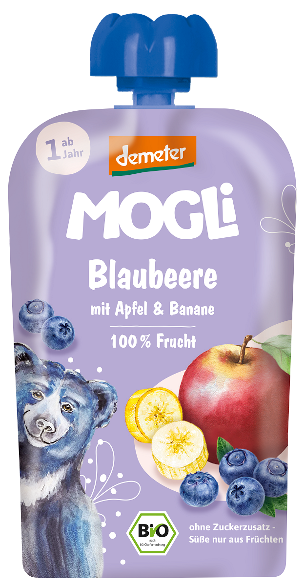 Mus jabłko - banan - borówka bez dodatku cukrów od 1 roku demeter bio 100 g - mogli
